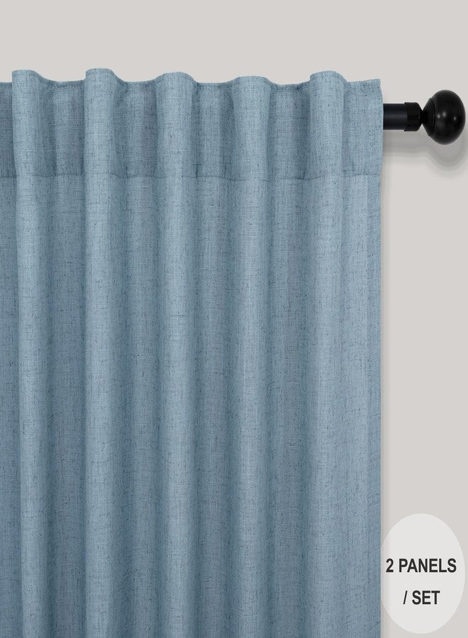 Pitalk 30 Inch Length Curtains Tiers for Bathroom Back Tab Pocket Cafe Short Semi Sheer Light Blue Valance Curtain for Bedroom Small Kitchen Window Curtain Over Sink 30x30 in Long Stone Blue Grey Gray - Image 2